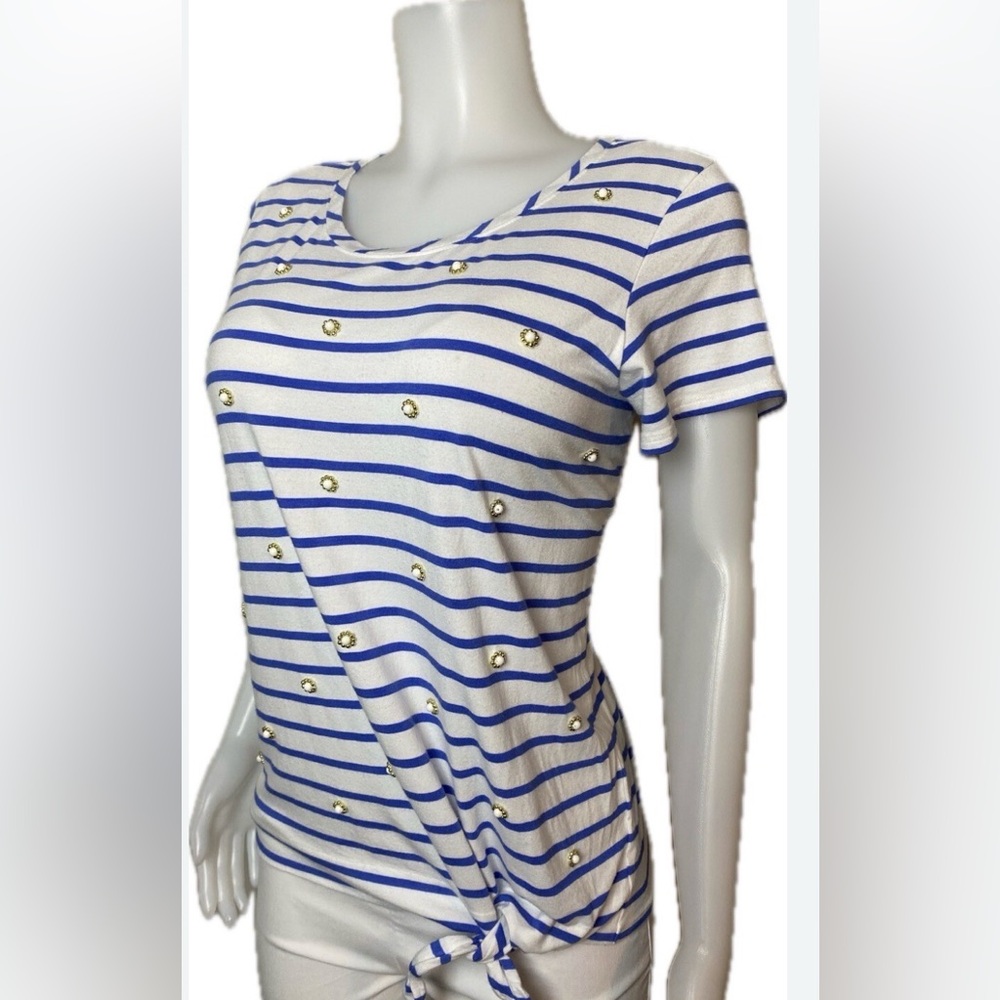 Lilly Pulitzer Blue and White Striped Tee size M NWOT - Picture 2 of 5